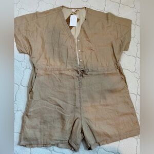 Reistor Linen Button-Front Romper with Tie Waist – 2XL – NWT